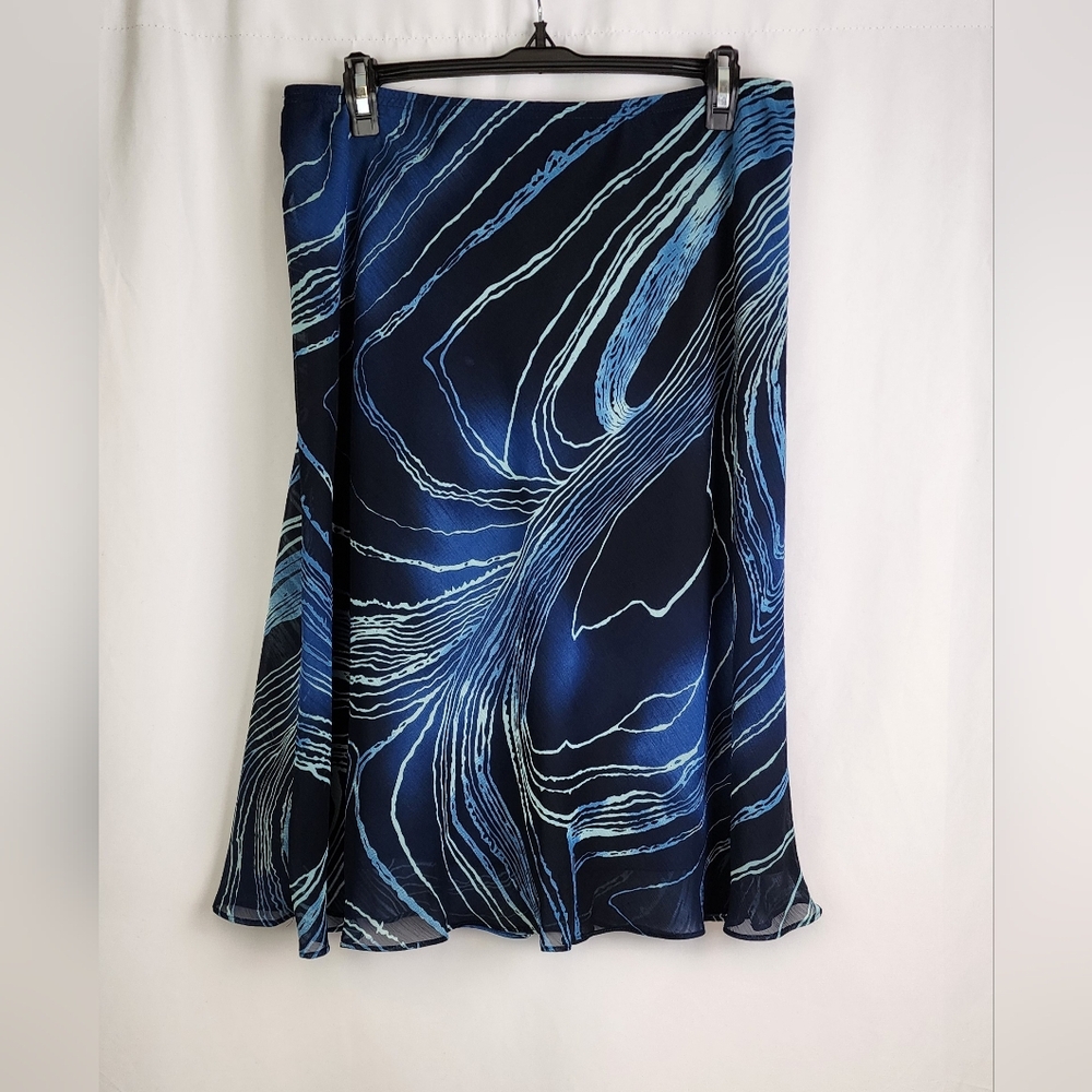 Women's Sheri Martin Blue Lined Knee Length Skirt Size 12
